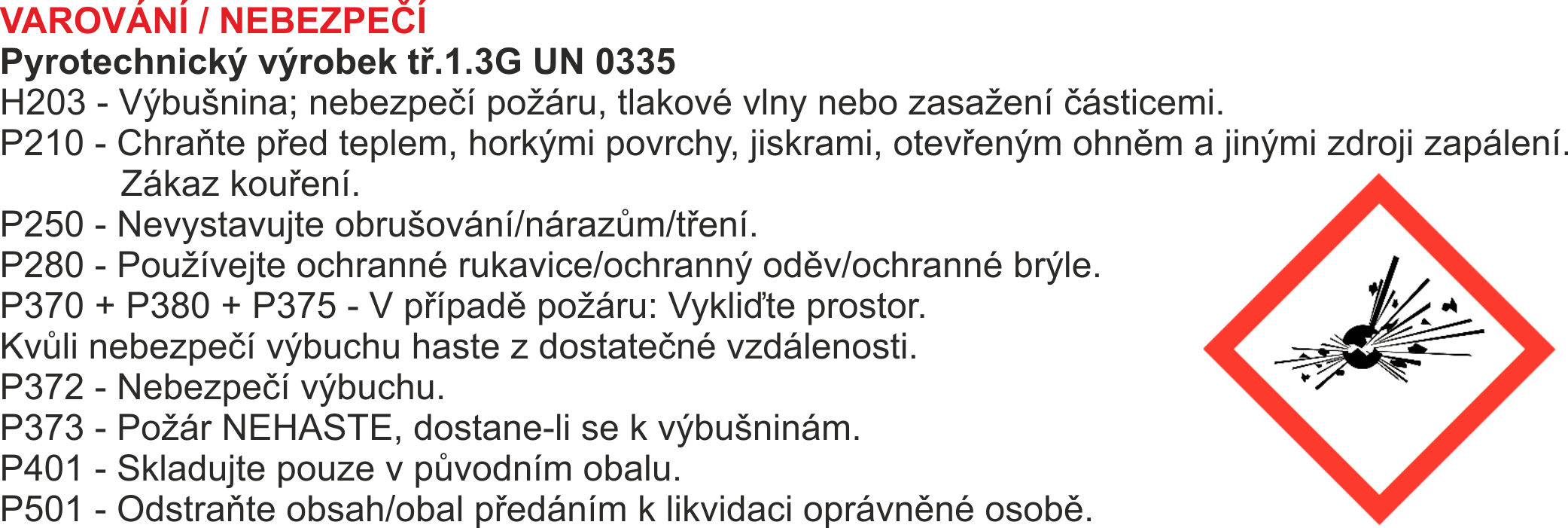 Bezpečnostné pokyny - pyrotechnika